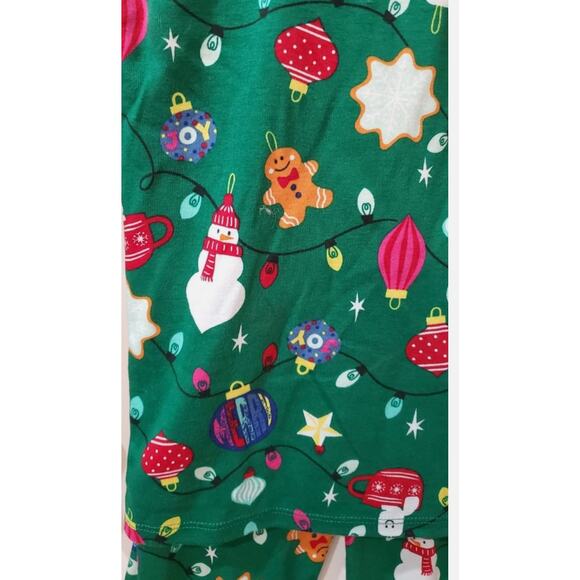 Brand New Holiday Lane Kid's Size 14 Green Ornament 2 Set Pajama Set Lounge - Picture 4 of 6